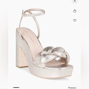 Loeffler Randall Fae Metallic Braided-Strap Platform Sandals Sz.8